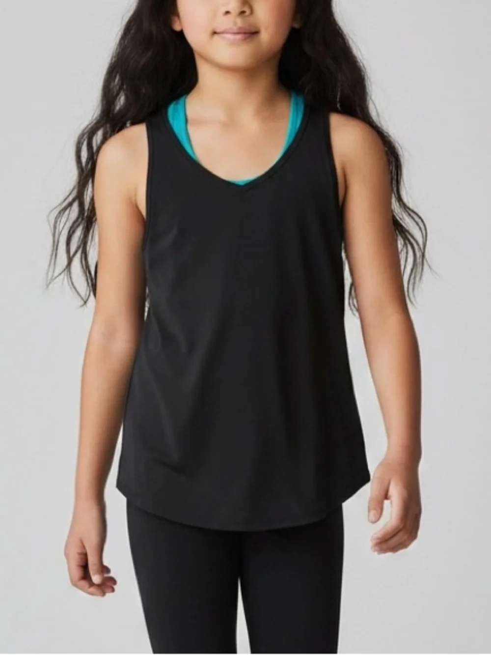 Ivivva Keep Ur Cool Racerback Tank Top Black Vented Back Girls Size 12